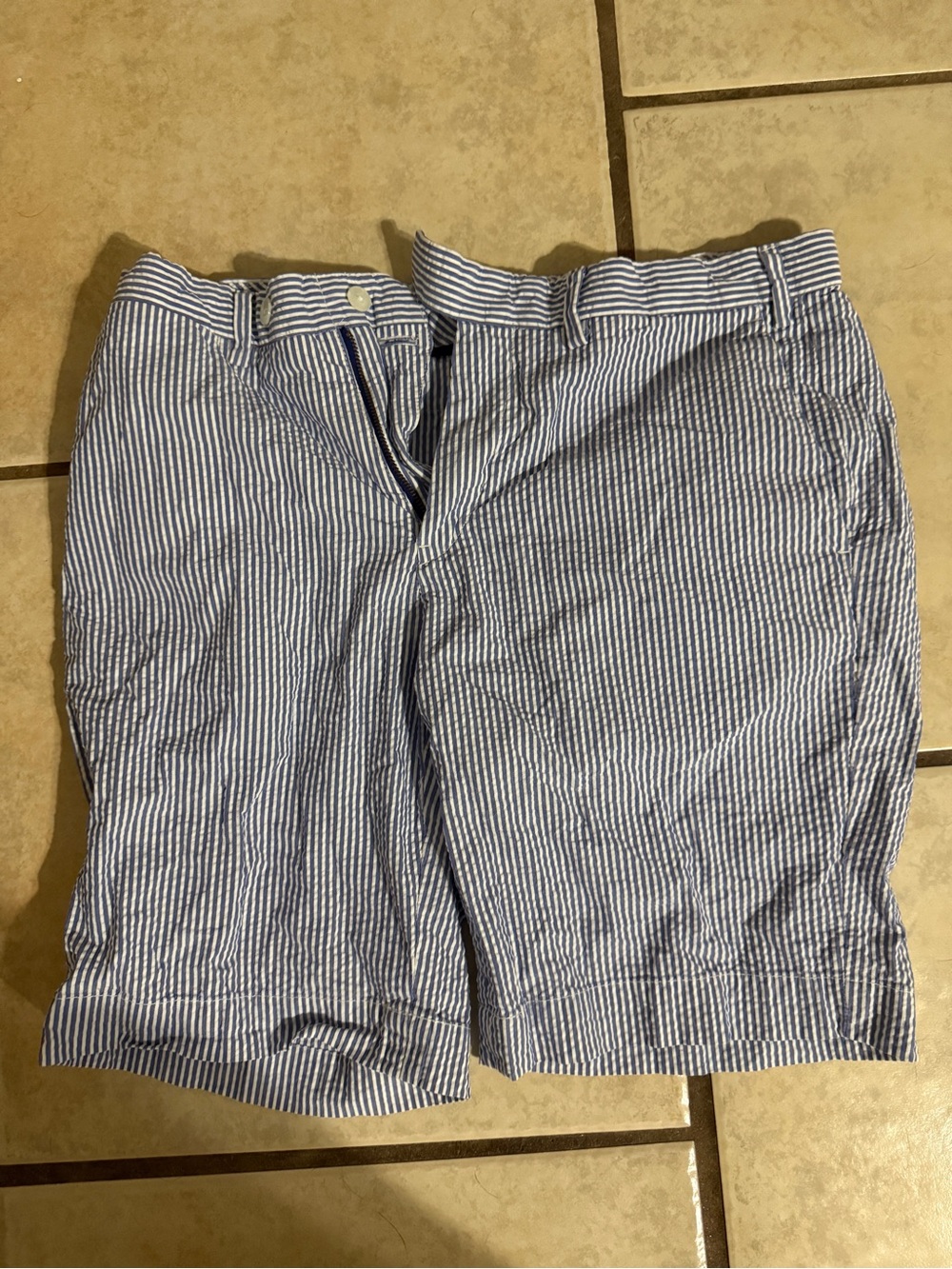 Polo Ralph Lauren Suffield Fit Seersucker Shorts Blue White Stripe 32
